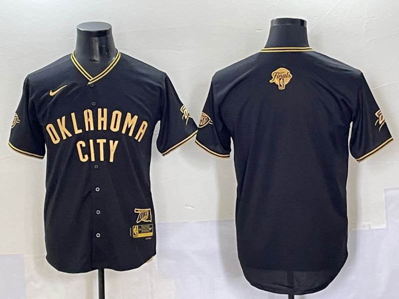 Men 2025 Oklahoma City Thunder Blank Black Joint Name Nike NBA Jersey style 1